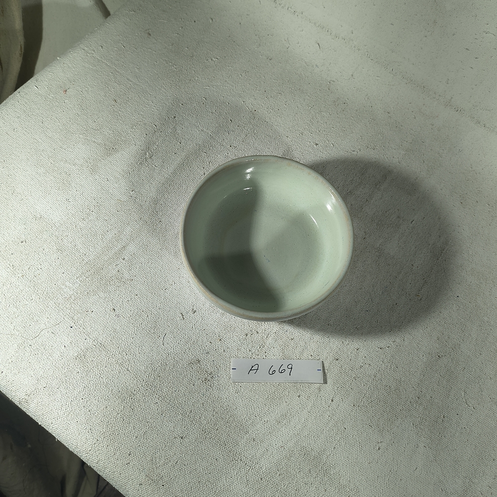 Elegant Celery Green Shallow Ceramic Bowl Handmade Ceramic